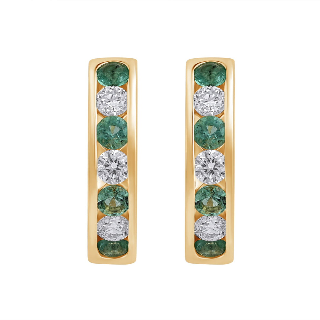 925 Silver Lab-Grown Channel-Set Emerald Hoop Earrings - Dewberry Diamonds