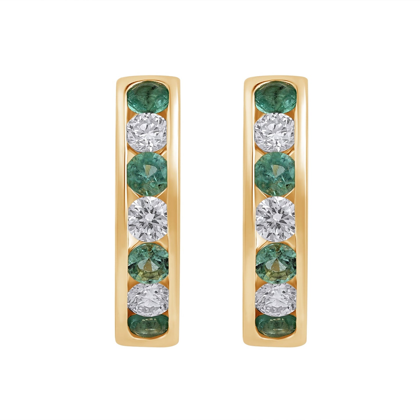 925 Silver Lab-Grown Channel-Set Emerald Hoop Earrings - Dewberry Diamonds