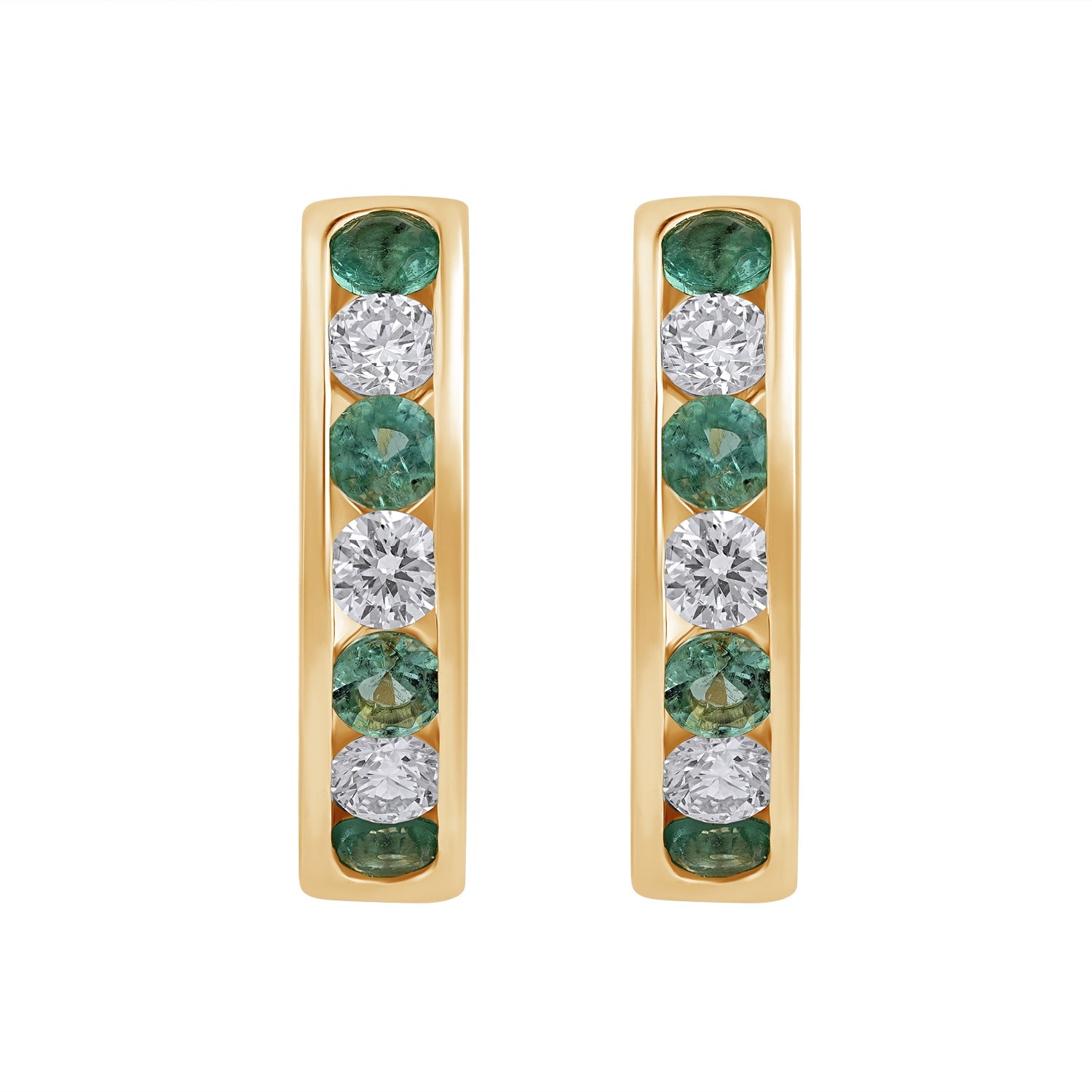 925 Silver Lab-Grown Channel-Set Emerald Hoop Earrings - Dewberry Diamonds