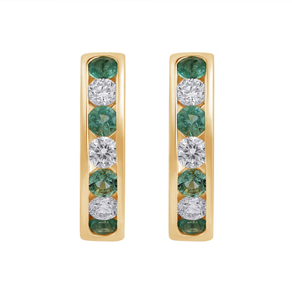925 Silver Lab-Grown Channel-Set Emerald Hoop Earrings - Dewberry Diamonds