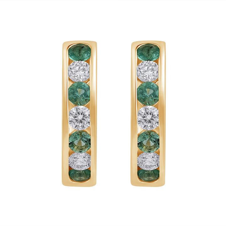 925 Silver Lab-Grown Channel-Set Emerald Hoop Earrings - Dewberry Diamonds