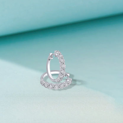 925 Sterling Silver 1.60 Ct Lab Grown Diamond White Gold Plated Huggie Hoop Earrings