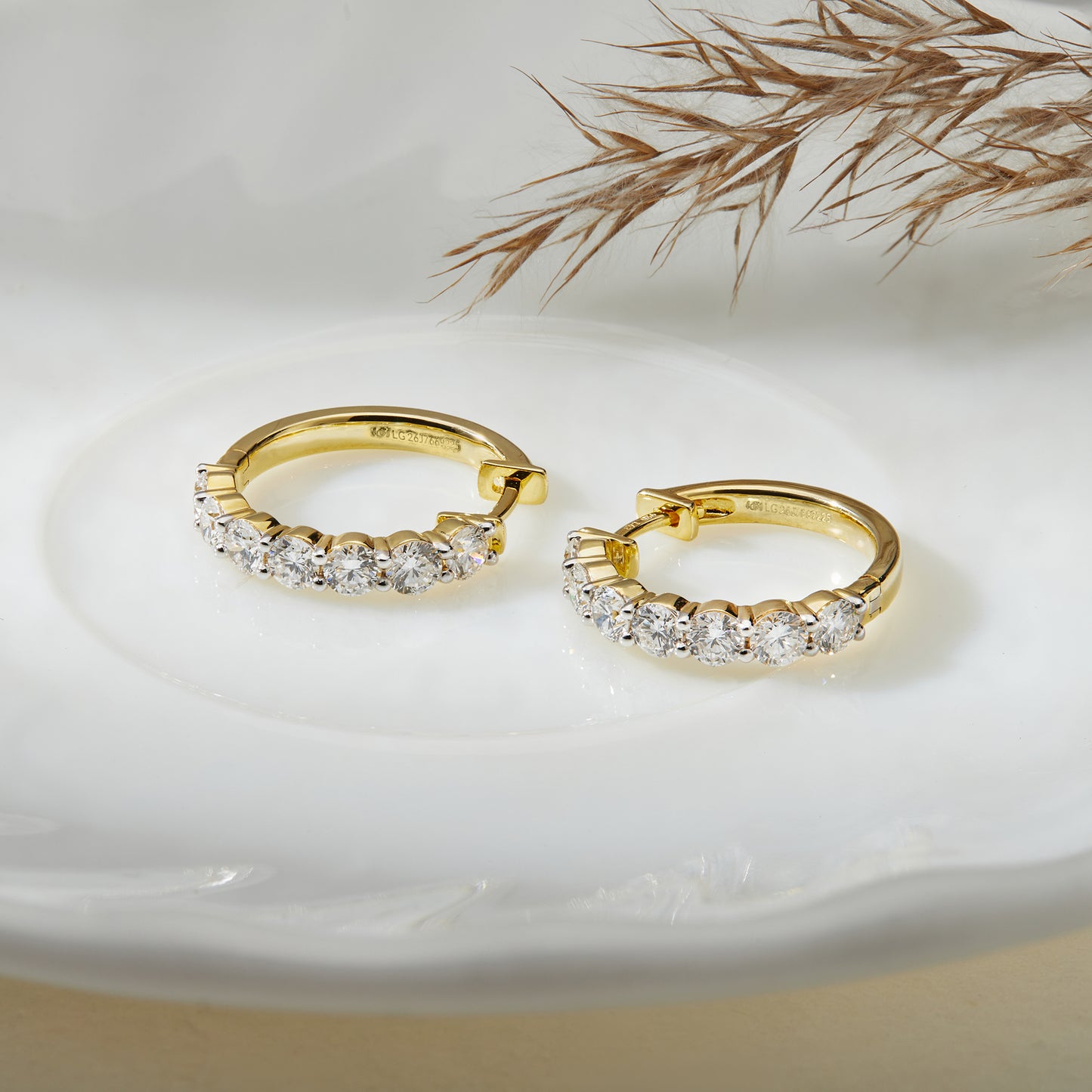 925 Sterling Silver 1.60 Ct Lab Grown Diamond Yellow Gold Plated Huggie Hoop Earrings