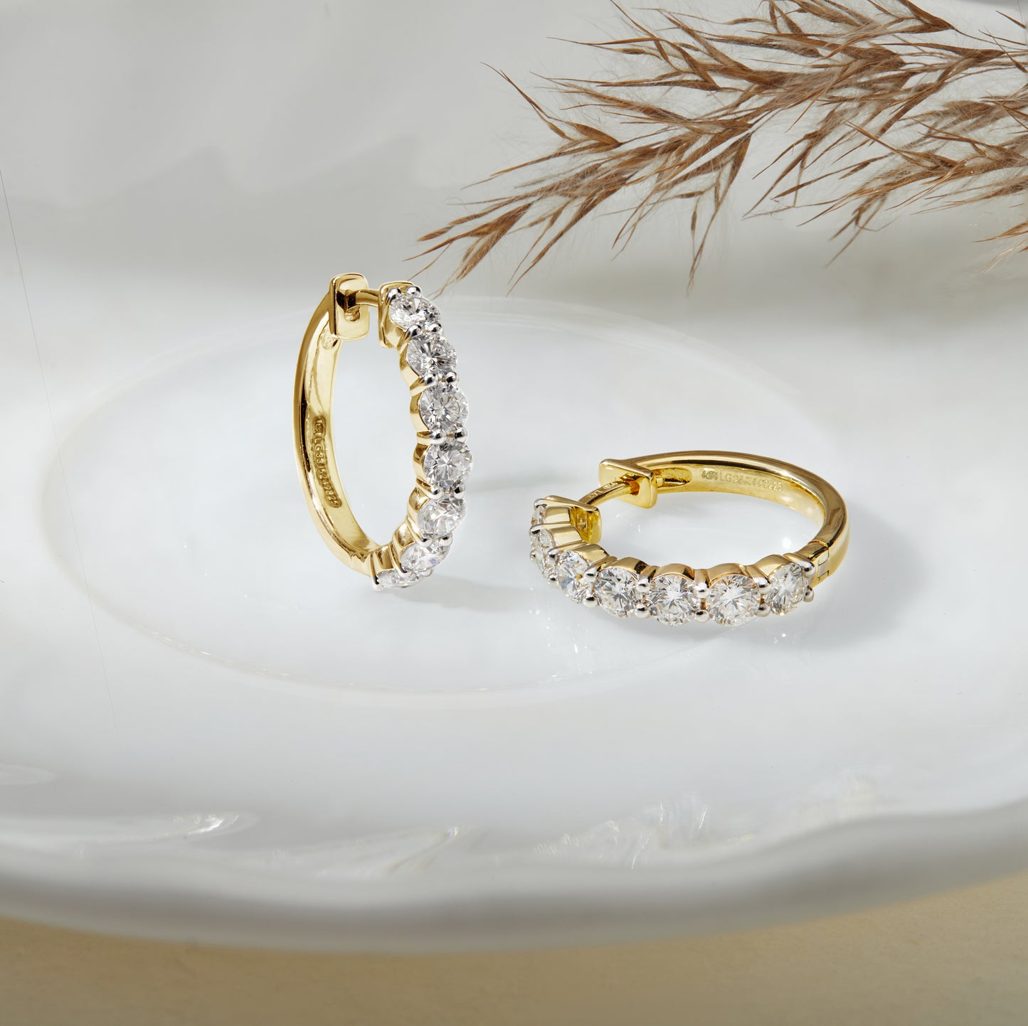 925 Sterling Silver 1.60 Ct Lab Grown Diamond Yellow Gold Plated Huggie Hoop Earrings