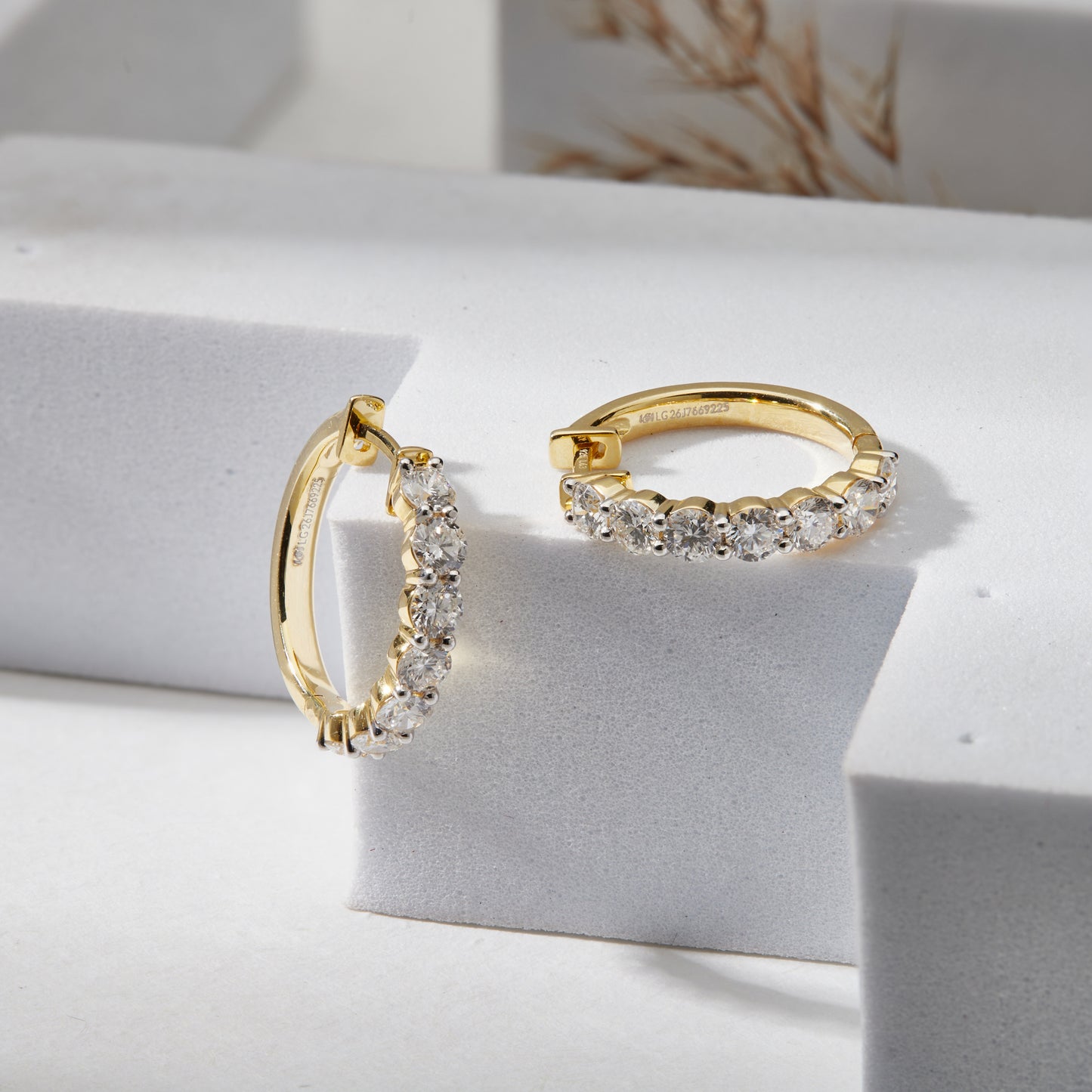 925 Sterling Silver 1.60 Ct Lab Grown Diamond Yellow Gold Plated Huggie Hoop Earrings