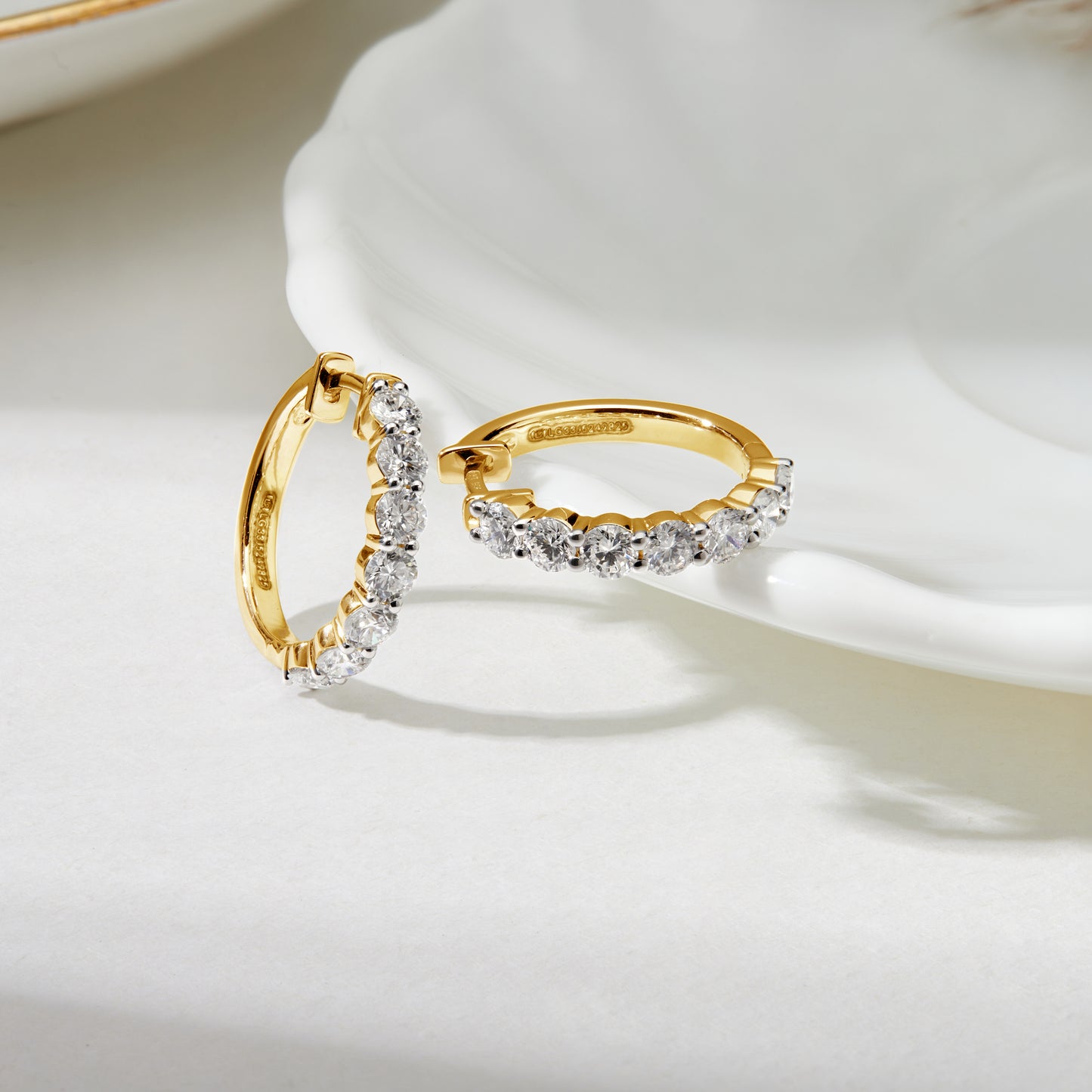 925 Sterling Silver 1.60 Ct Lab Grown Diamond Yellow Gold Plated Huggie Hoop Earrings