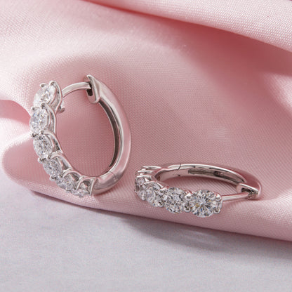 1.40 Ct Lab Grown Diamond White Gold Plated Huggie Hoop Earrings