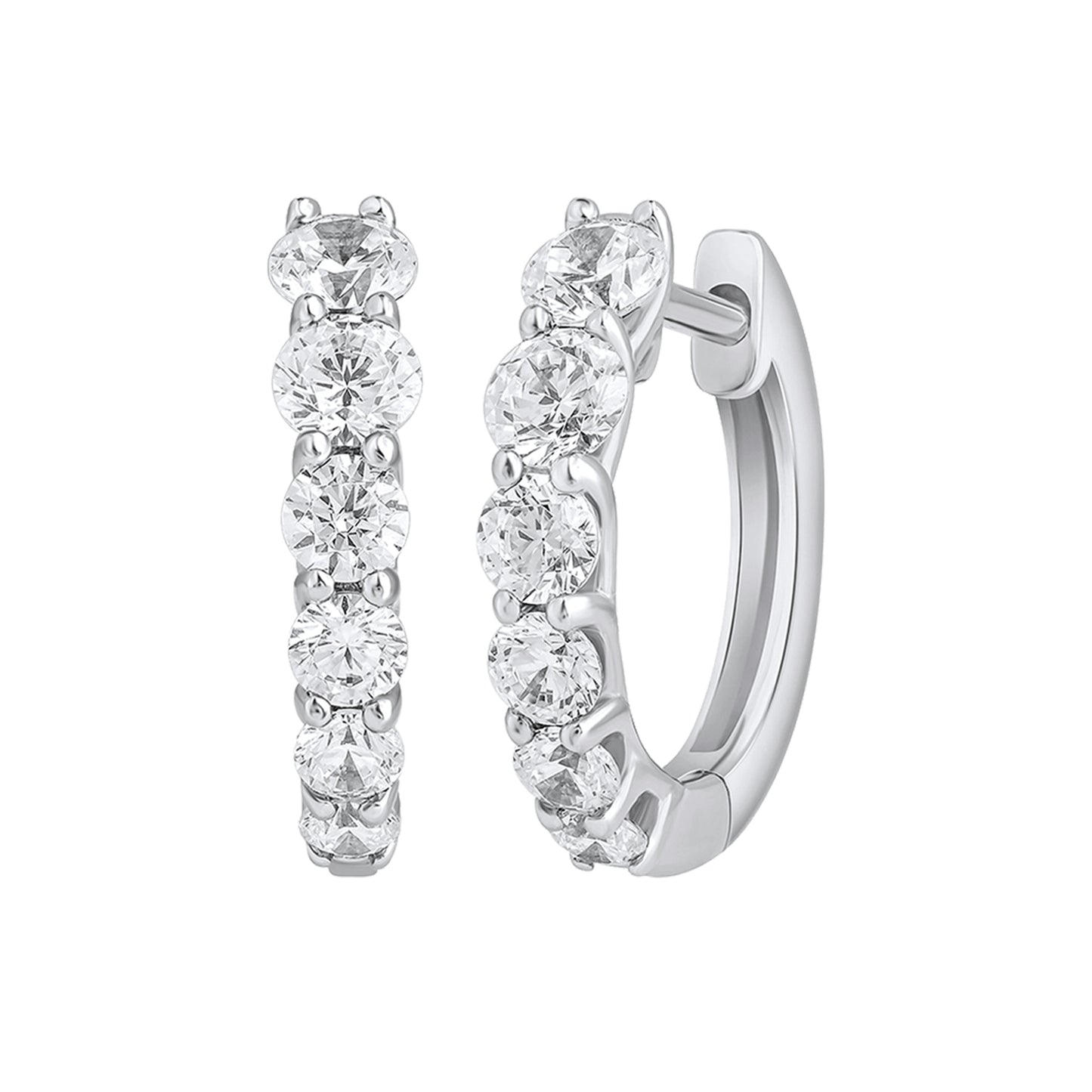 1.40 Ct Lab Grown Diamond White Gold Plated Huggie Hoop Earrings