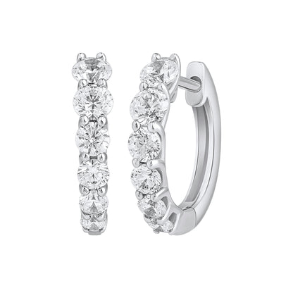 1.40 Ct Lab Grown Diamond White Gold Plated Huggie Hoop Earrings