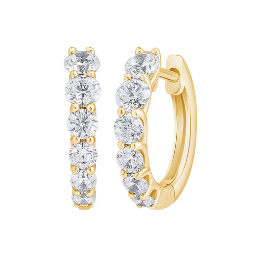 1.40 Ct Lab Grown Diamond Yellow Gold Plated Huggie Hoop Earrings