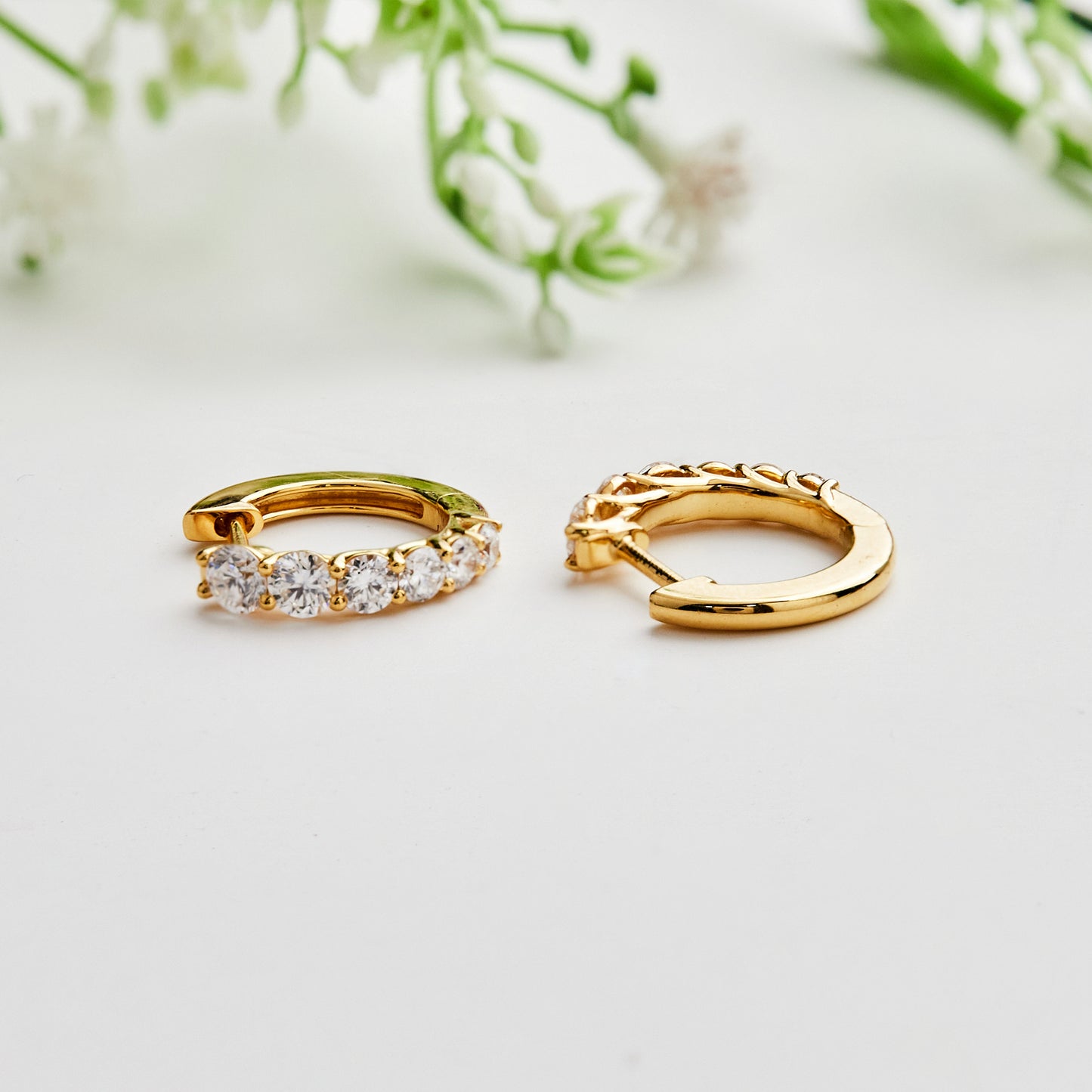 1.40 Ct Lab Grown Diamond Yellow Gold Plated Huggie Hoop Earrings