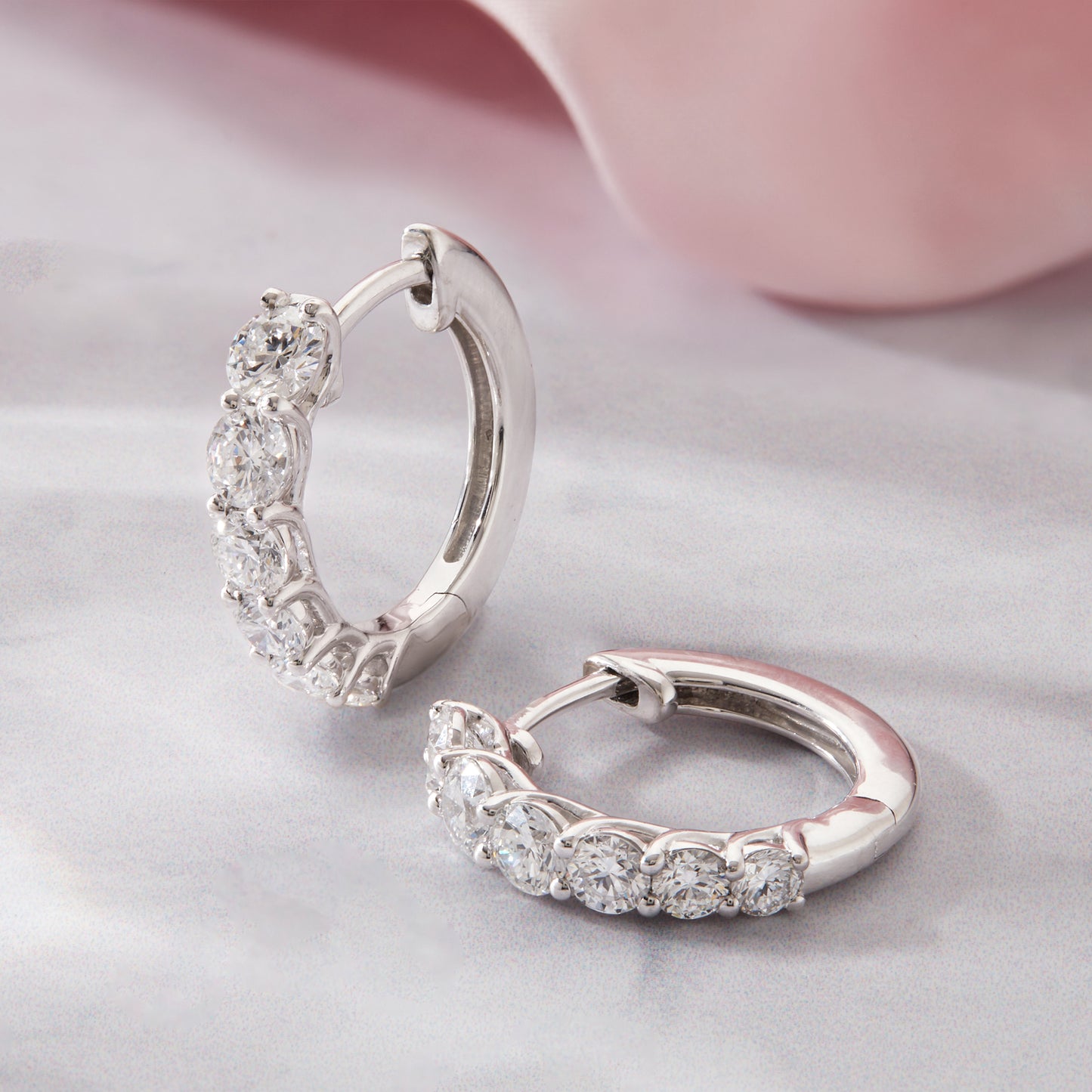 1.40 Ct Lab Grown Diamond White Gold Plated Huggie Hoop Earrings