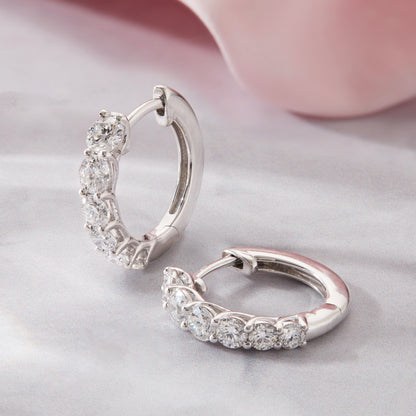 1.40 Ct Lab Grown Diamond White Gold Plated Huggie Hoop Earrings