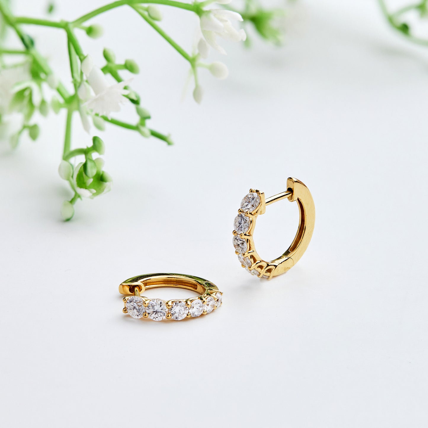 1.40 Ct Lab Grown Diamond Yellow Gold Plated Huggie Hoop Earrings