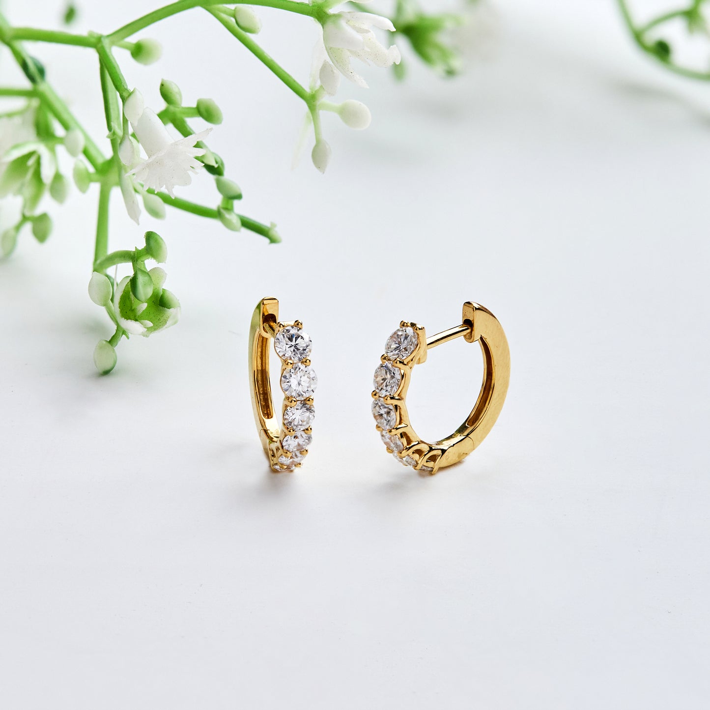 1.40 Ct Lab Grown Diamond Yellow Gold Plated Huggie Hoop Earrings