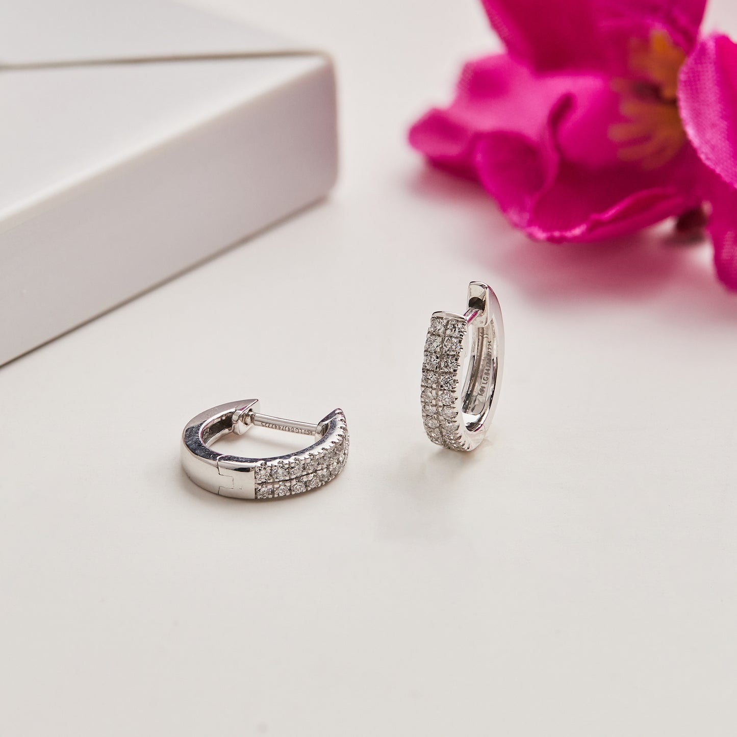 1/5 Ct Lab Grown Diamond White Gold Plated Huggie Doube Row Hoop Earrings