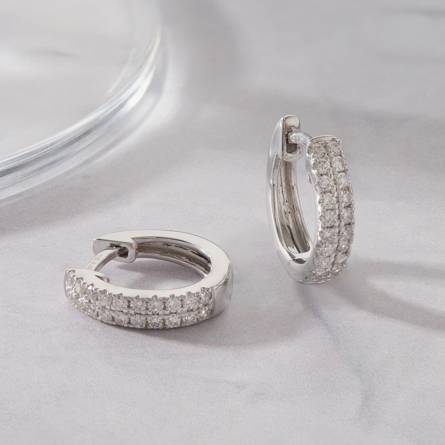 1/5 Ct Lab Grown Diamond White Gold Plated Huggie Doube Row Hoop Earrings