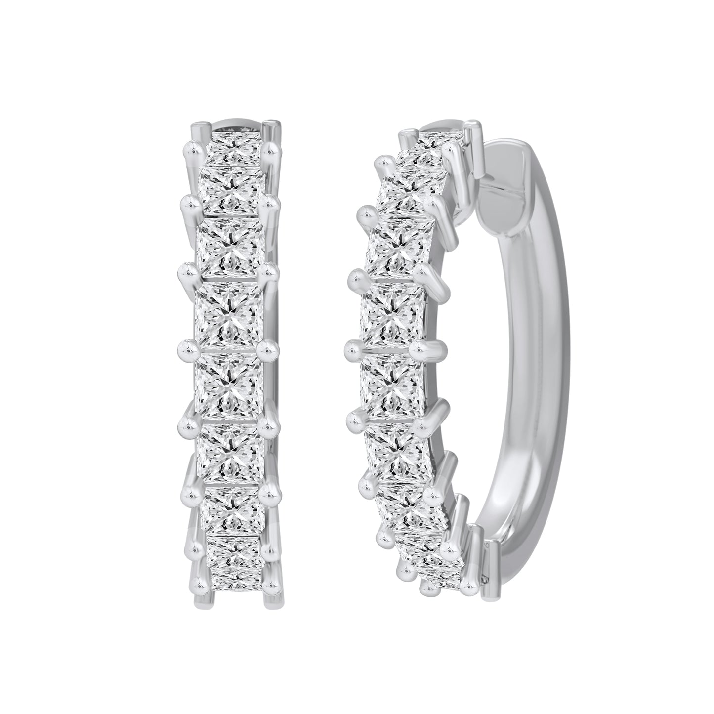 1 Cttw Princess Cut Lab Grown Diamond Hoop Earrings
