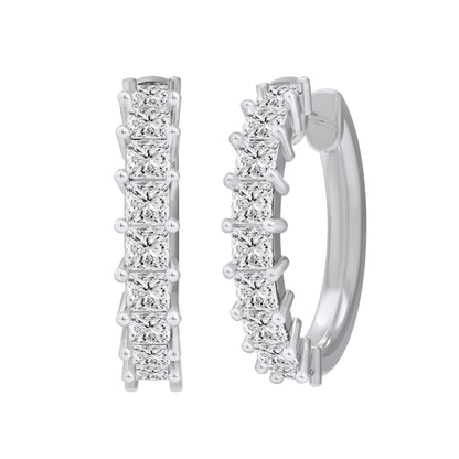 1 Cttw Princess Cut Lab Grown Diamond Hoop Earrings
