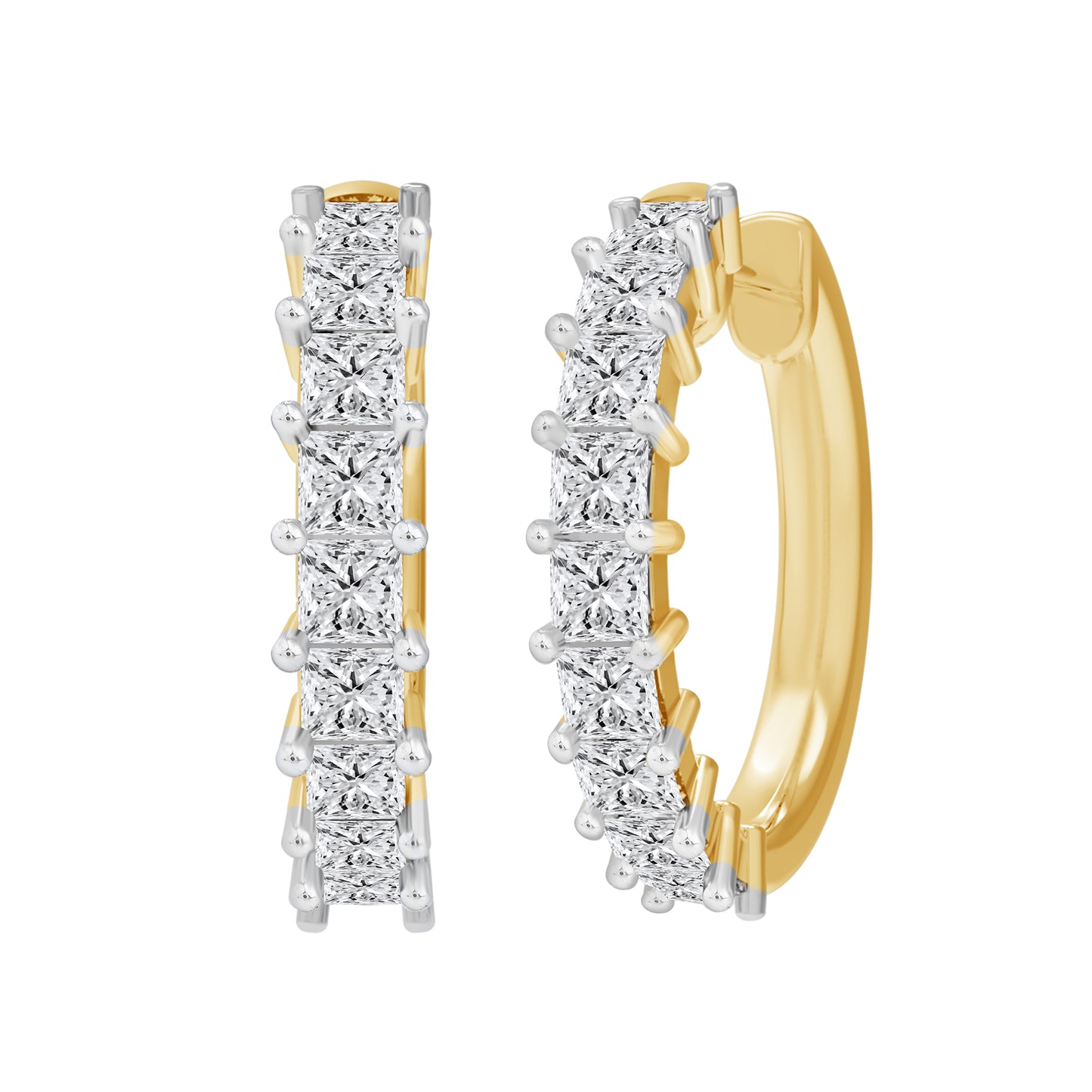 1 Cttw Princess Cut Lab Grown Diamond Hoop Earrings