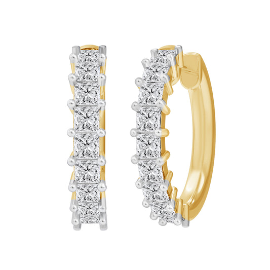 1 Cttw Princess Cut Lab Grown Diamond Hoop Earrings