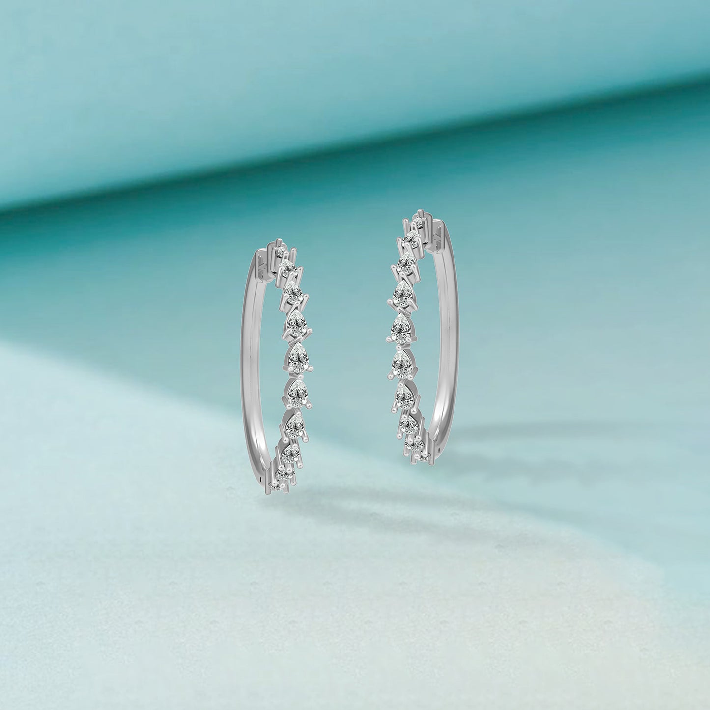 1 Ct Pear Cut Lab Grown Diamond Hoop Earrings