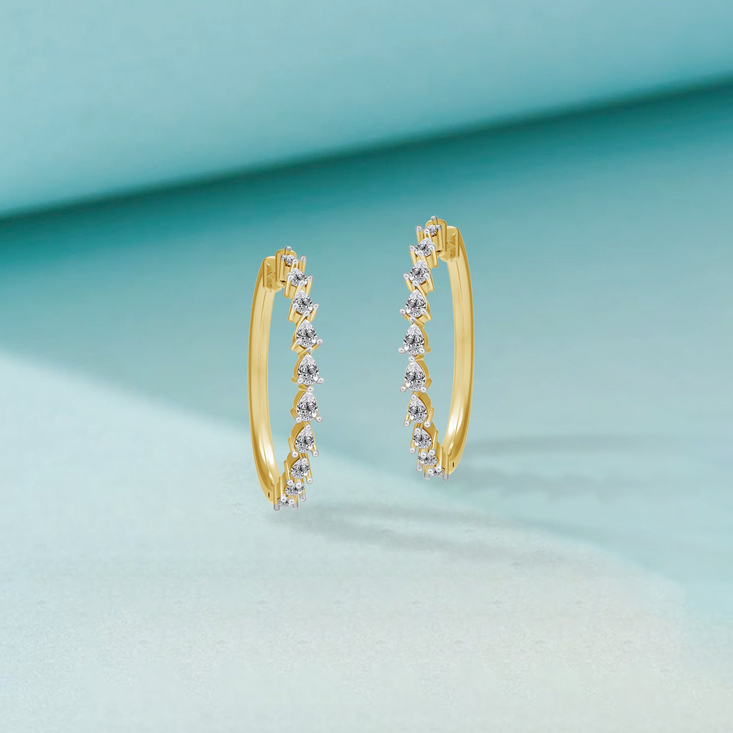 1 Ct Pear Cut Lab Grown Diamond Hoop Earrings