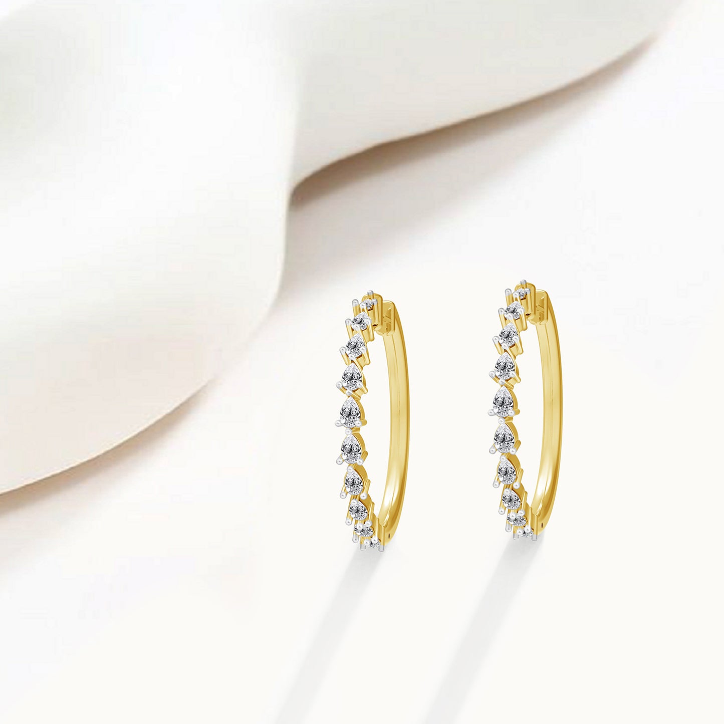 1 Ct Pear Cut Lab Grown Diamond Hoop Earrings