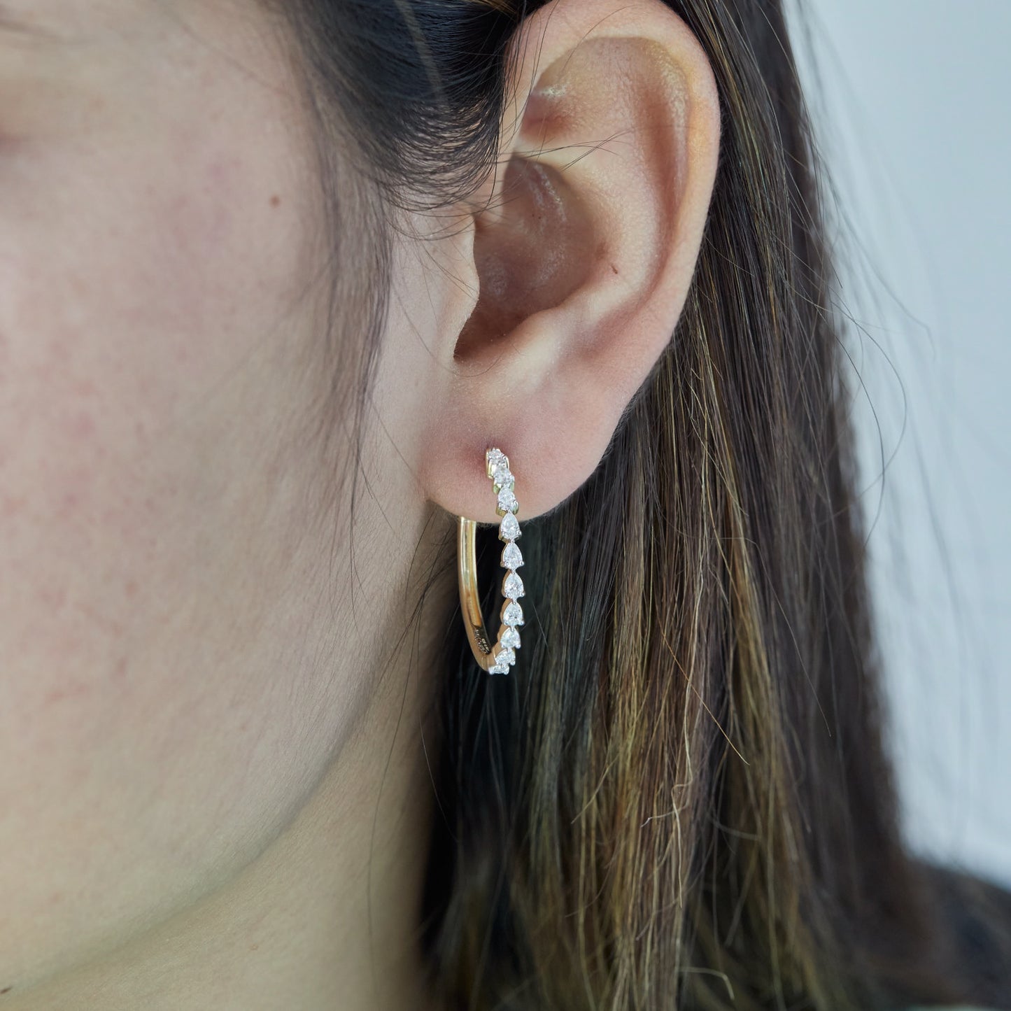 1 Ct Pear Cut Lab Grown Diamond Hoop Earrings