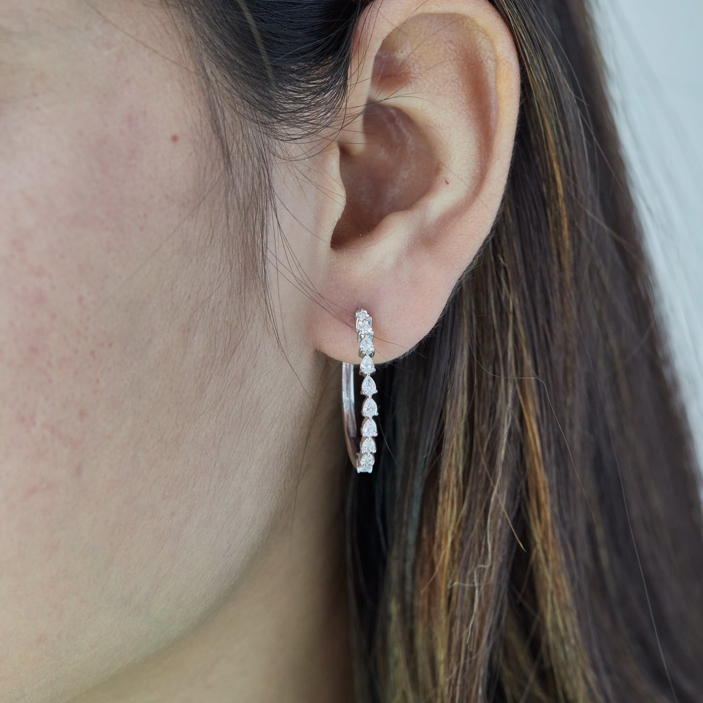 1 Ct Pear Cut Lab Grown Diamond Hoop Earrings