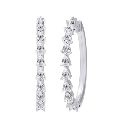 1 Ct Pear Cut Lab Grown Diamond Hoop Earrings