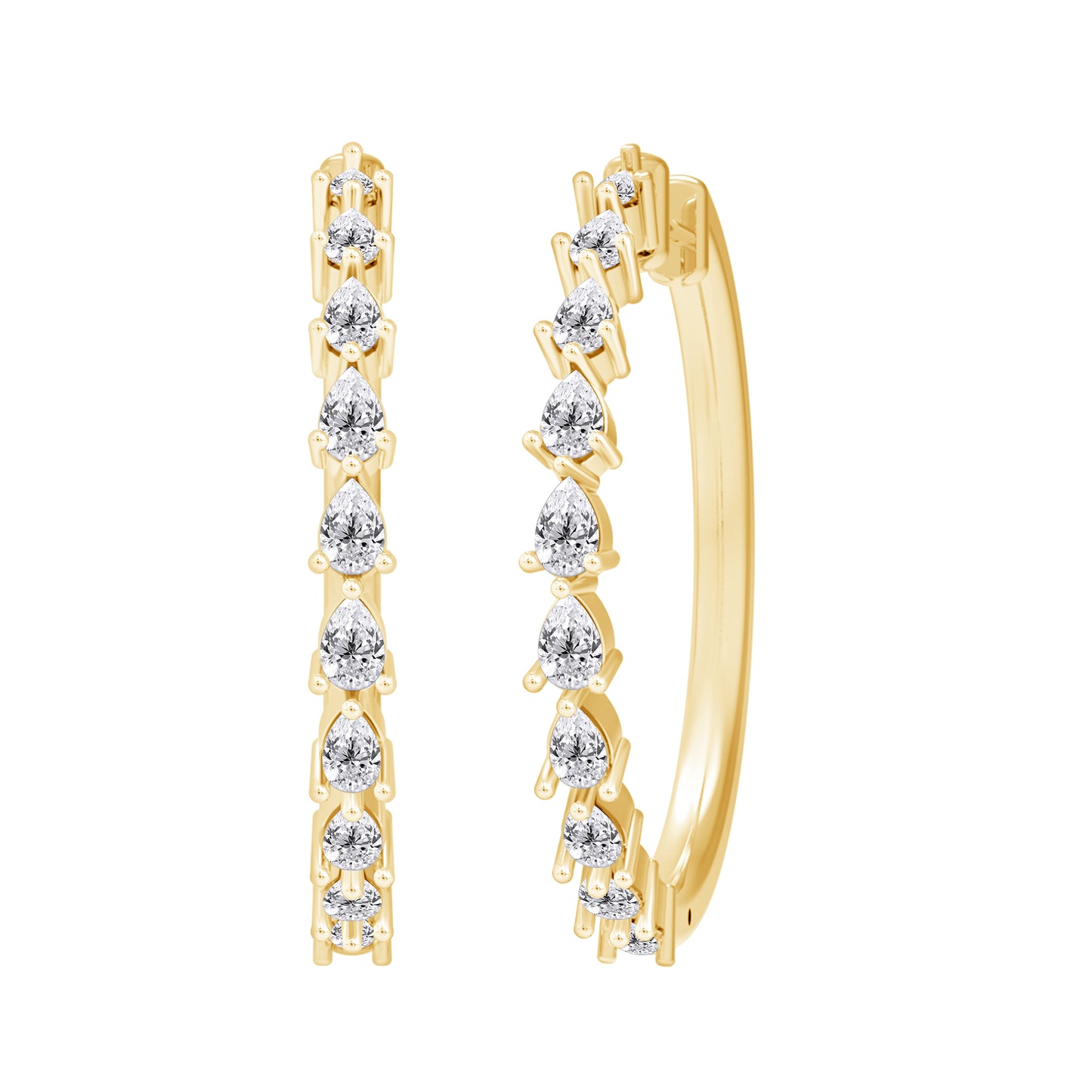 1 Ct Pear Cut Lab Grown Diamond Hoop Earrings