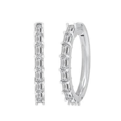 2 Cttw Emerald Cut Lab Grown Diamond Hoop Earrings