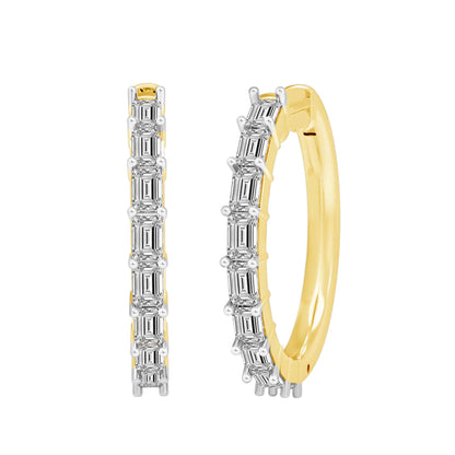2 Cttw Emerald Cut Lab Grown Diamond Hoop Earrings