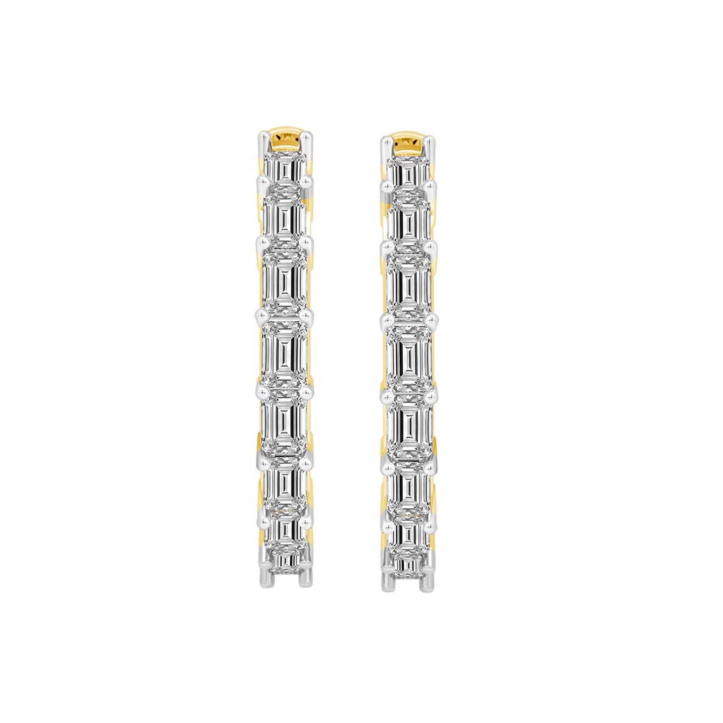 2 Cttw Emerald Cut Lab Grown Diamond Hoop Earrings