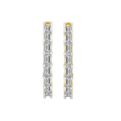 2 Cttw Emerald Cut Lab Grown Diamond Hoop Earrings