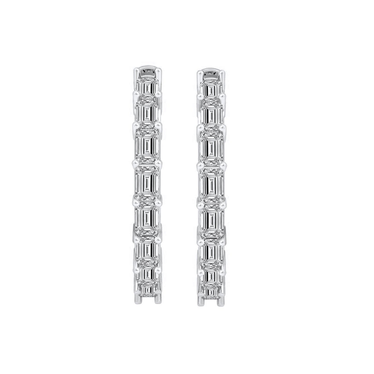 2 Cttw Emerald Cut Lab Grown Diamond Hoop Earrings