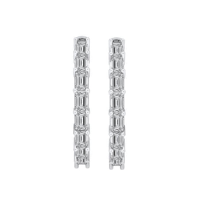 2 Cttw Emerald Cut Lab Grown Diamond Hoop Earrings
