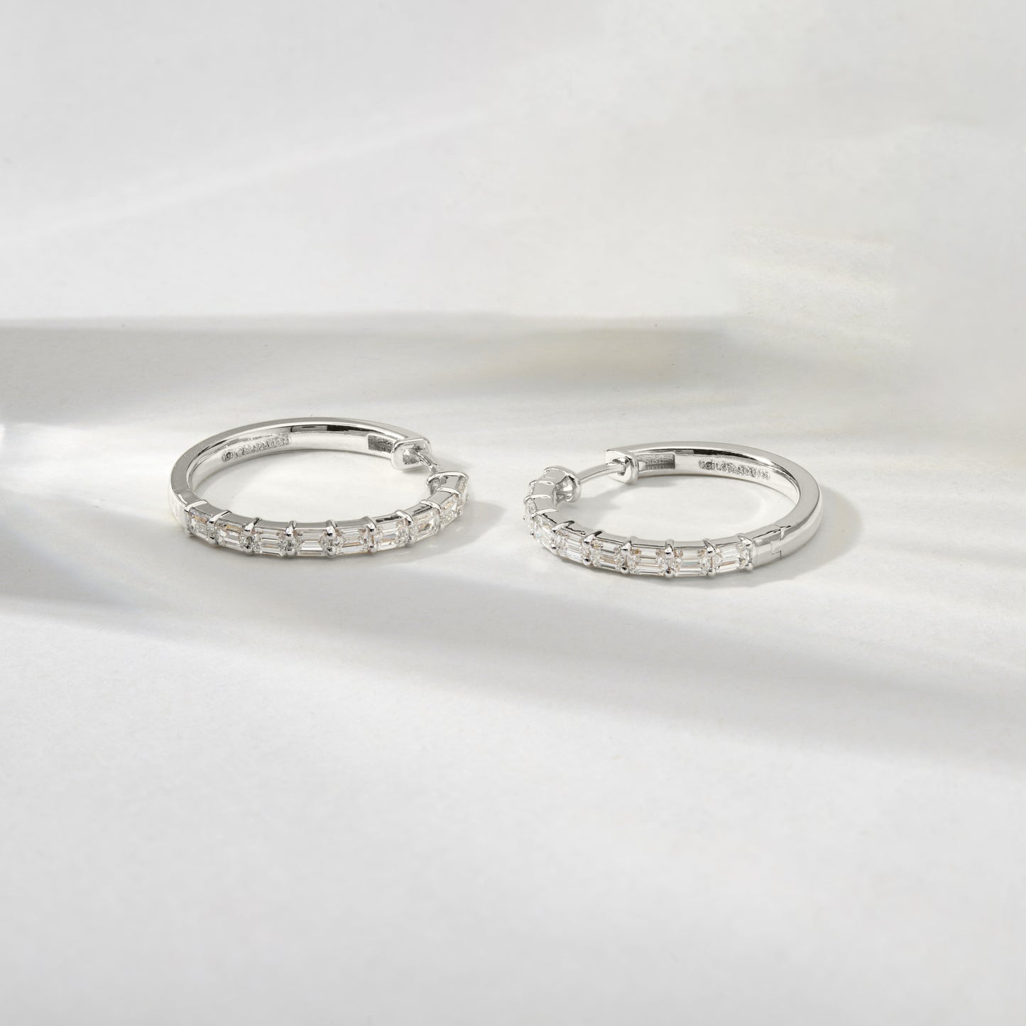 2 Cttw Emerald Cut Lab Grown Diamond Hoop Earrings