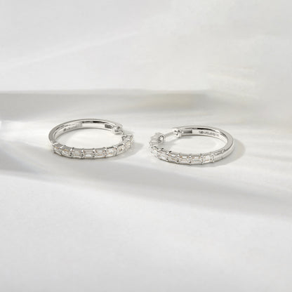 2 Cttw Emerald Cut Lab Grown Diamond Hoop Earrings