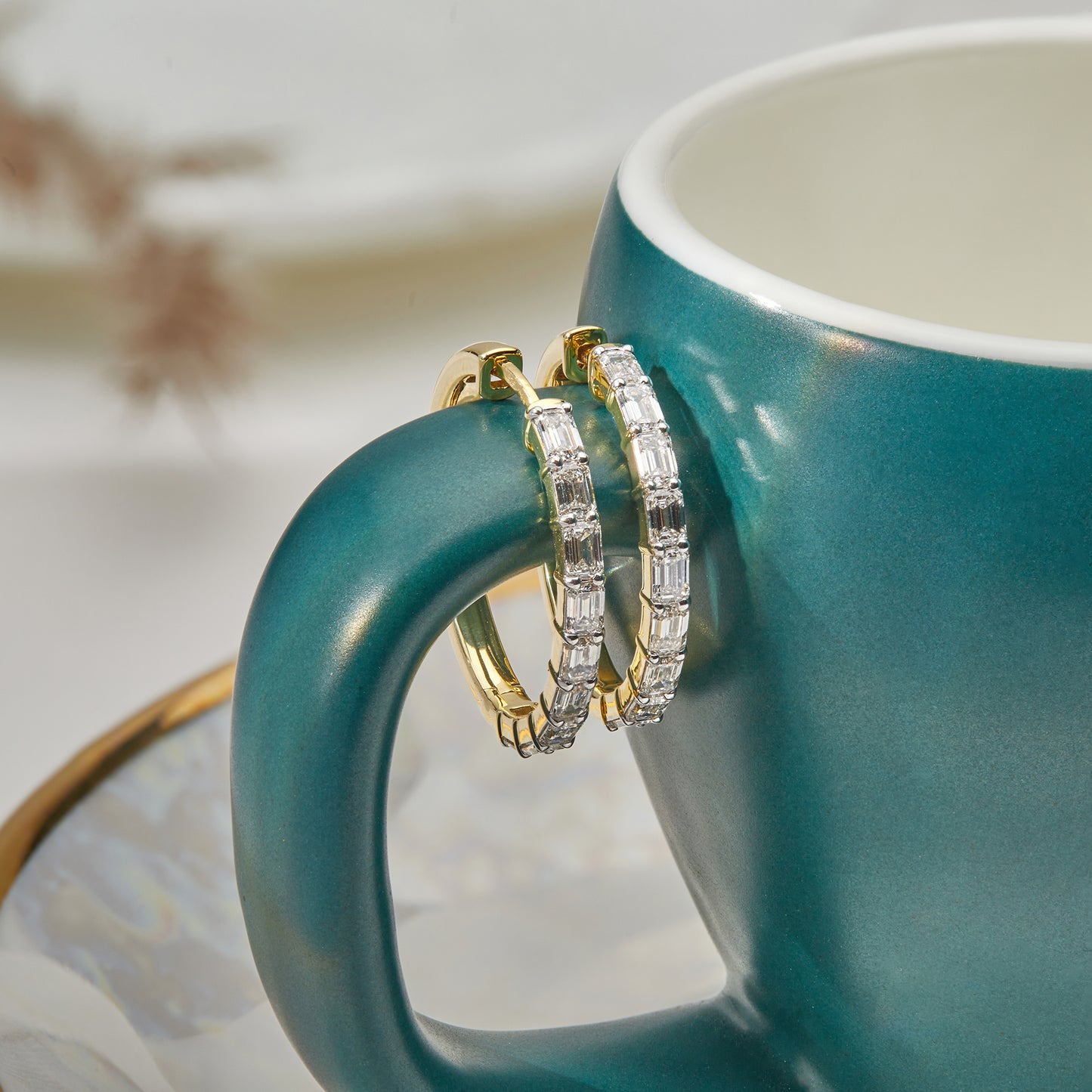 2 Cttw Emerald Cut Lab Grown Diamond Hoop Earrings