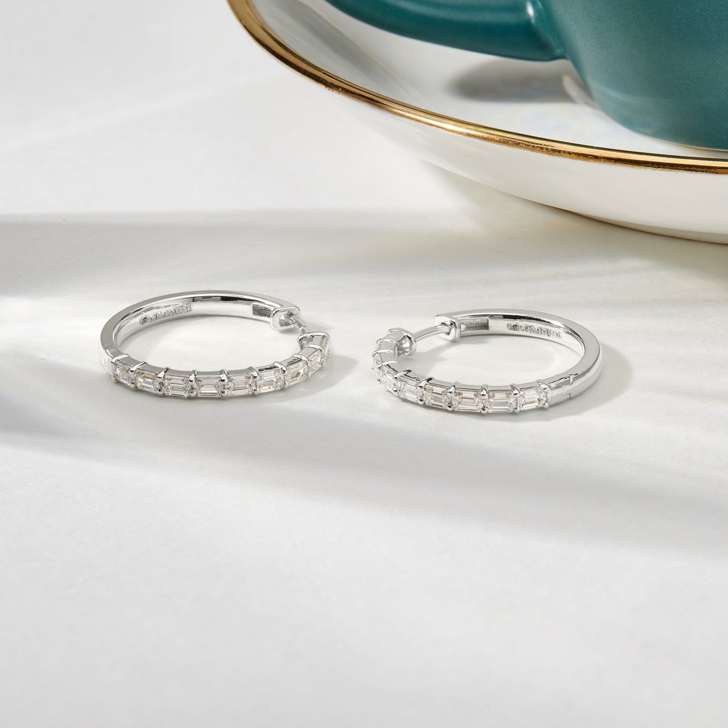 2 Cttw Emerald Cut Lab Grown Diamond Hoop Earrings