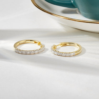 2 Cttw Emerald Cut Lab Grown Diamond Hoop Earrings