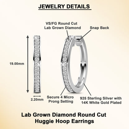 0.33 Ct Lab Grown Diamond Huggie Hoop Earrings