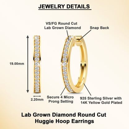 0.33 Ct Lab Grown Diamond Huggie Hoop Earrings