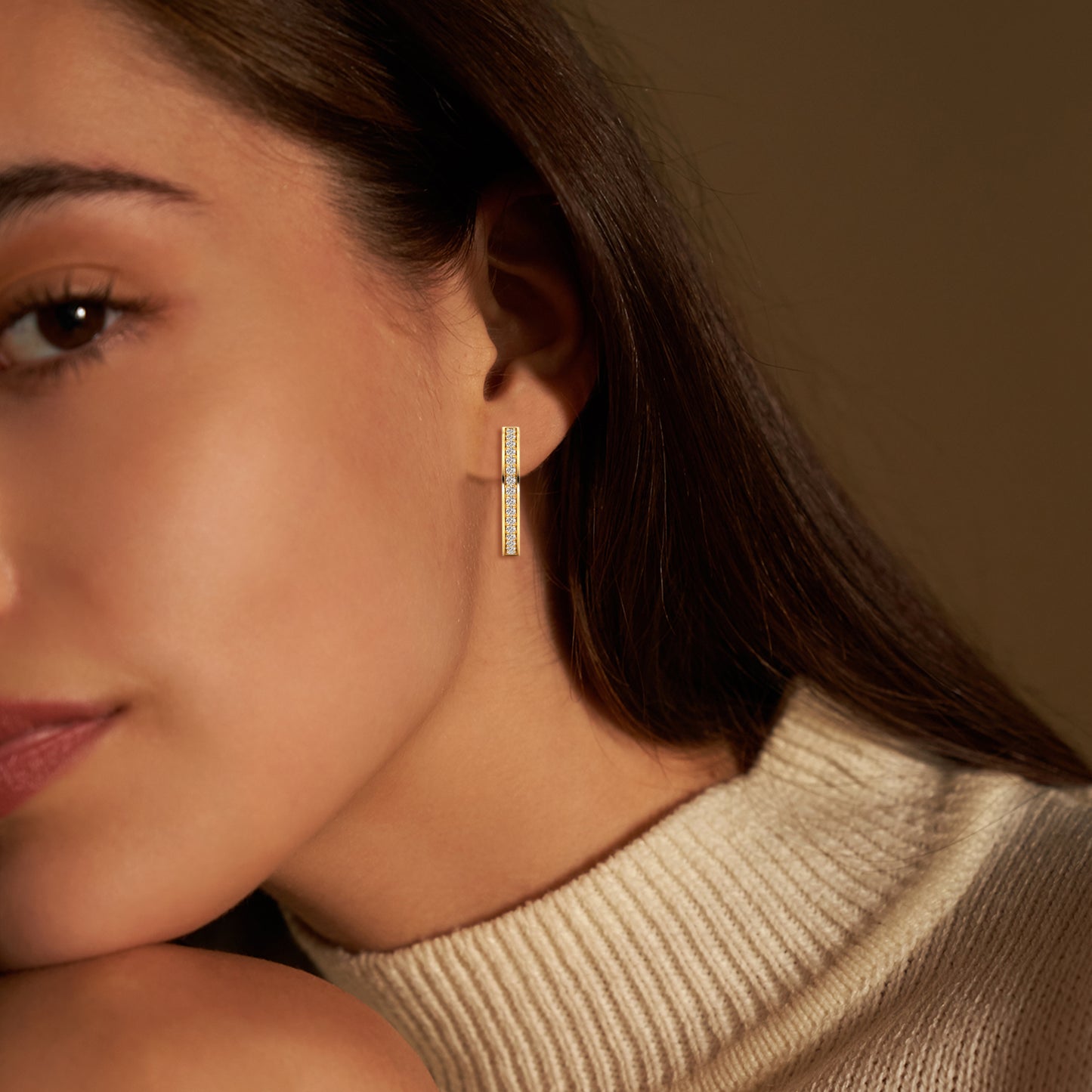0.33 Ct Lab Grown Diamond Huggie Hoop Earrings
