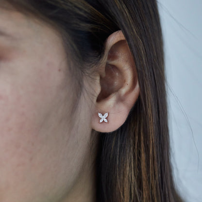 0.40Ct Marquise Diamond Four Petal Flower Stud Earrings