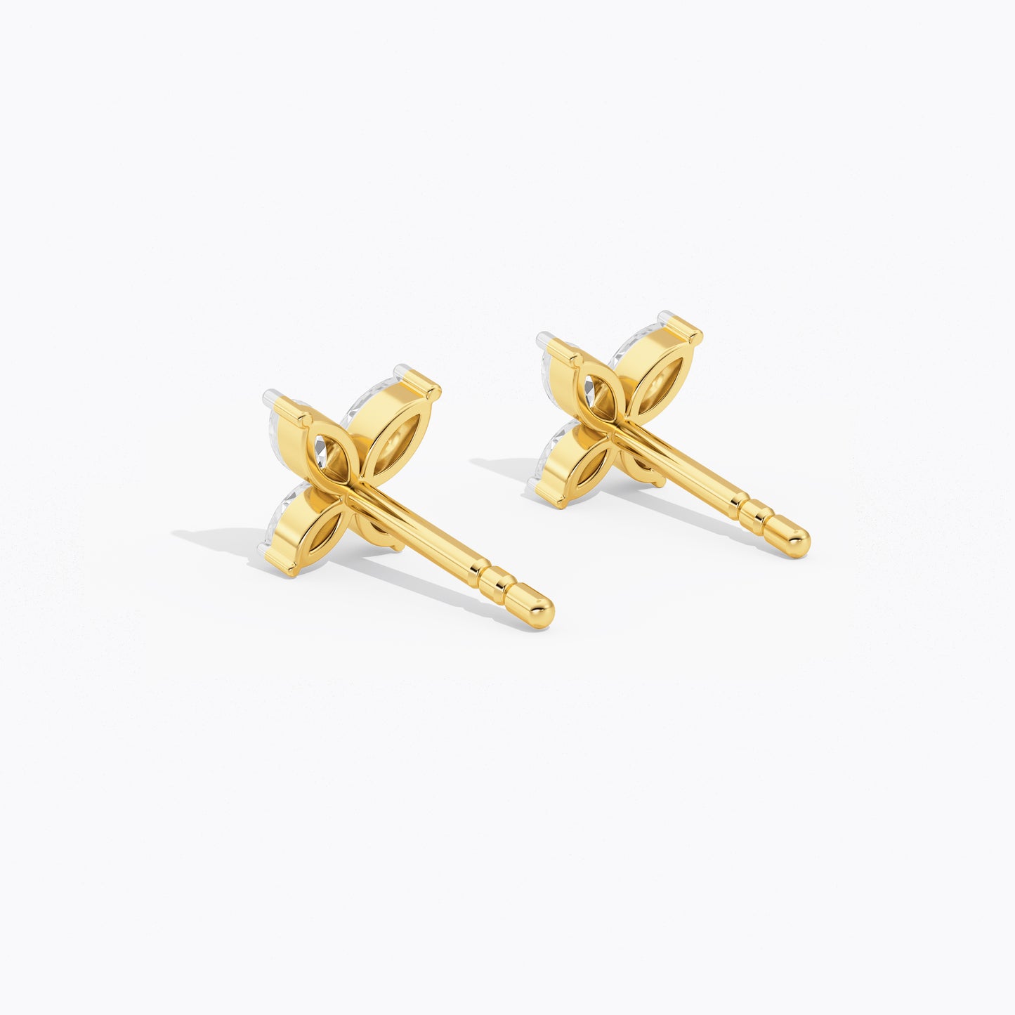 0.40Ct Marquise Diamond Four Petal Flower Stud Earrings