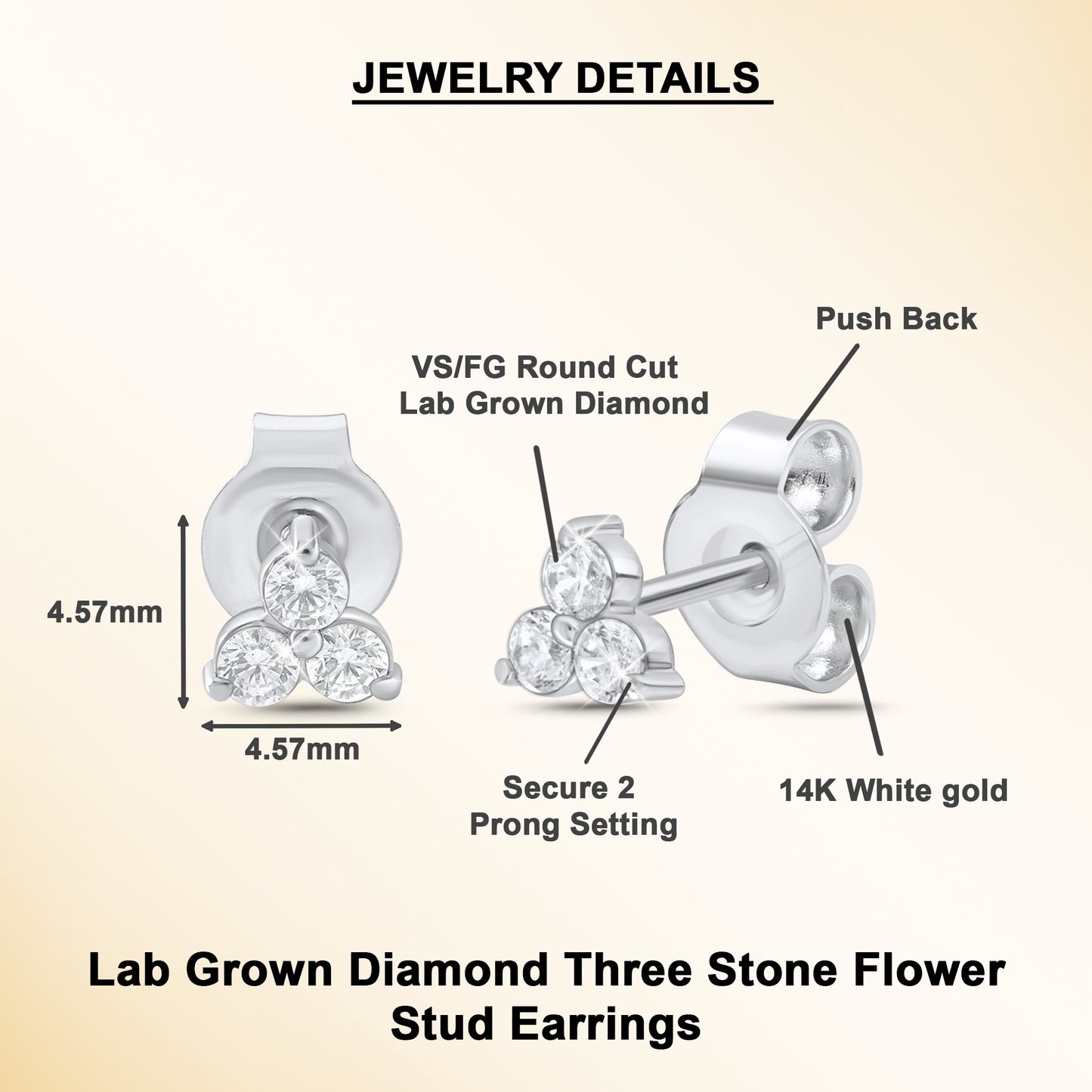 0.24Ct Three Stone Cluster Diamond Stud Earrings