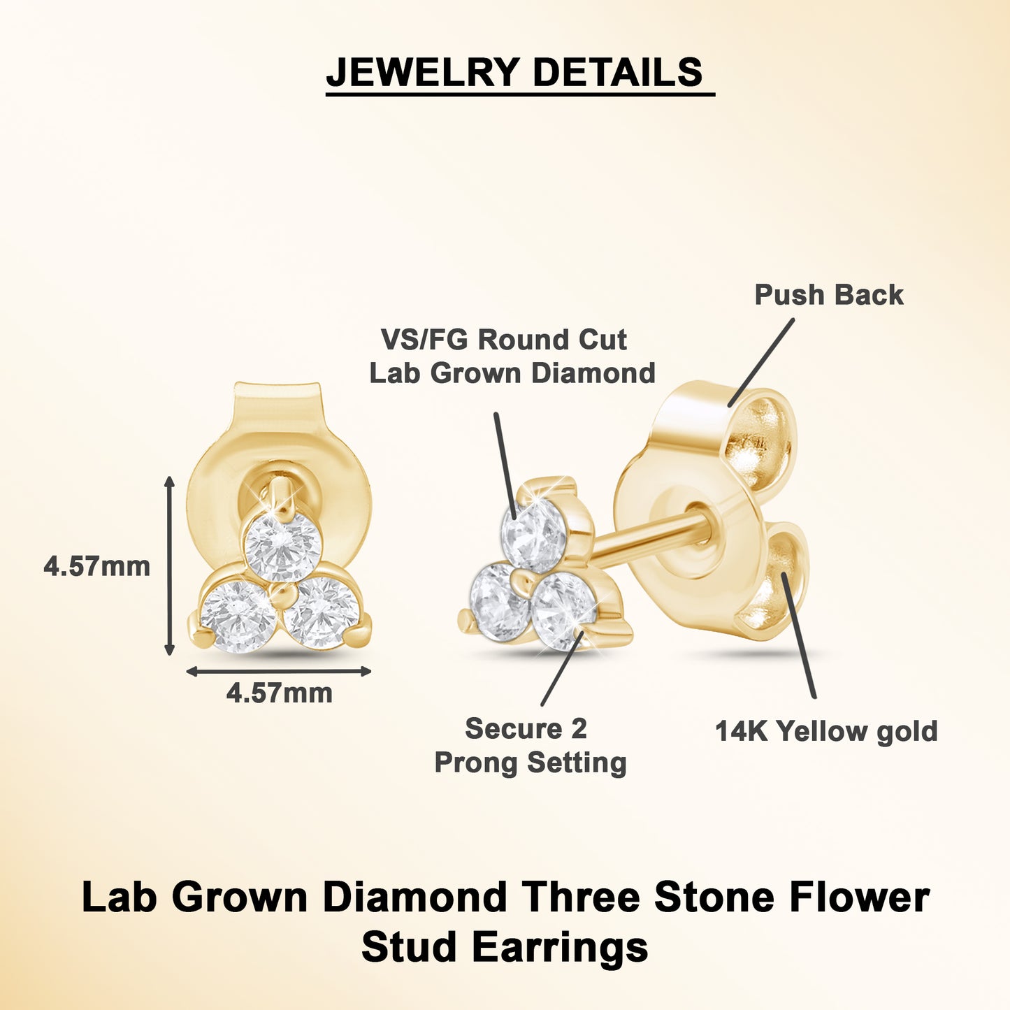 0.24Ct Three Stone Cluster Diamond Stud Earrings